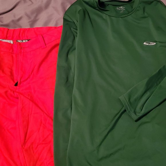 Under Armour Other - Lot of Under Armour YMD Red Shorts & CG long sleeved Athletic Green Shirt Medium